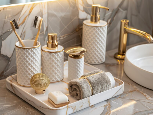 Dourado no décor: Como incorporar kits de banheiro dourados na sua decoração?